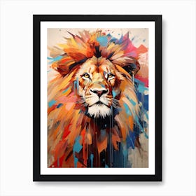 Lion Art Painting Collage Style 3 Art Print