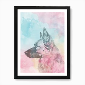 Pastel Belgian Sheepdog Line Illustration 2 Art Print