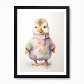 Baby Animal Watercolour Duck Art Print