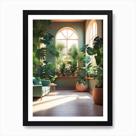 Living Room With Plants Art Print