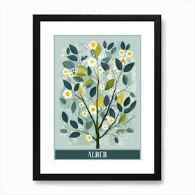 Alder Tree Flat Illustration 1 Poster Art Print