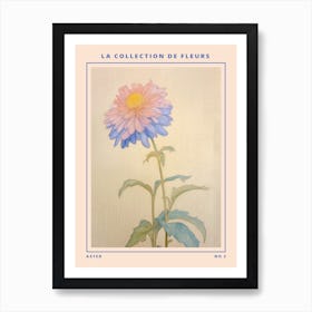 Aster 3 French Flower Botanical Poster Art Print