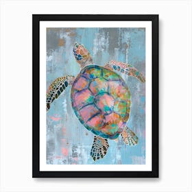 Impressionism Pastel Inspired Sea Turtle 2 Art Print