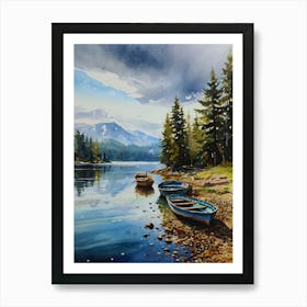 Boats By The Lake Art Print