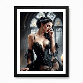 Brunette Is Thinking Of Him – A Time For Reflection Art Print