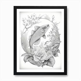 Bekko Koi Fish Haeckel Style Illustastration Art Print