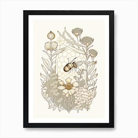 Beehive With Flowers 9 Vintage Art Print