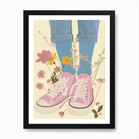 Pink Sneakers And Flowers 3 Art Print