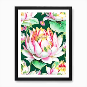 Lotus Flower Repeat Pattern Decoupage 2 Art Print