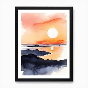 Minimalist Sunset Watercolor Painting (1) Art Print