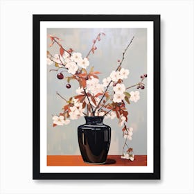 Bouquet Of Autumn Cherry Flowers, Autumn Florals Painting 2 Art Print