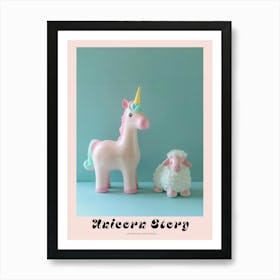 Toy Pastel Blue Unicorn & Lamb 1 Poster Art Print