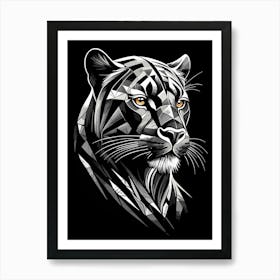 Geometric Panther Silver Art Print