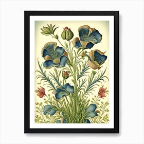 Flax 2 Floral Botanical Vintage Poster Flower Art Print