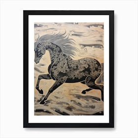 A Horse Painting In The Style Of Sgraffito 4 Art Print