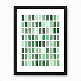 Multi Green Sketchy Blocks Abstract Art Print
