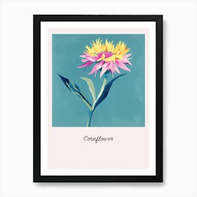 Cornflower 1 Square Flower Illustration Poster Art Print