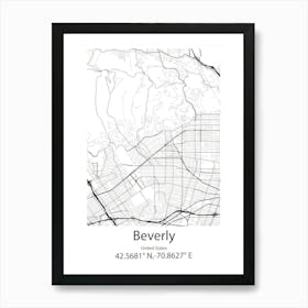 Beverly Hills,United States Minimalist Map Art Print