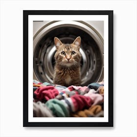 Cat In Washing Machine Art Print