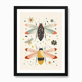 Colourful Insect Illustration Fly 12 Art Print