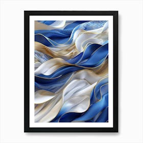 Abstract Blue And Gold Background 3 Art Print