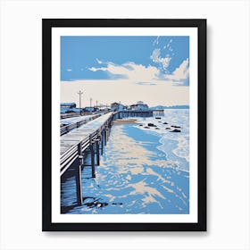 Linocut Of Broadstairs Beach Kent 1 Art Print