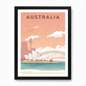 Australia, Sydney — Retro travel minimalist poster Art Print