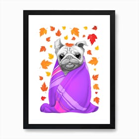 Autumn Pug Art Print