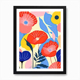 Whimsical Flower Ballet; Inspired By Henri Matisse Colorful Flower Market Art Print