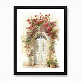 Lecce, Italy   Mediterranean Doors Watercolour Painting 2 Art Print