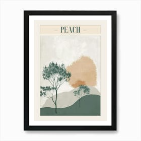 Peach Tree Minimal Japandi Illustration 4 Poster Art Print