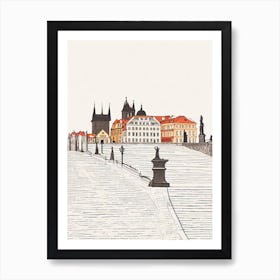 Charles Bridge Prague Boho Landmark Illustration Art Print