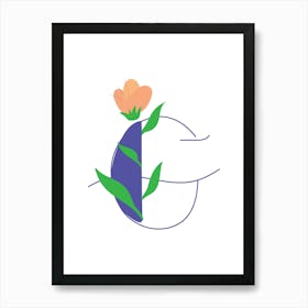 Living Room Floral Letters Purple 07 Art Print