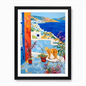 Painting Of A Cat In Greece 2 Art Print