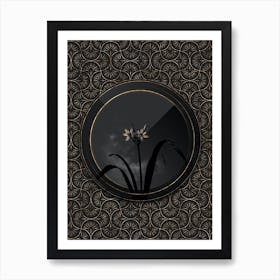 Shadowy Vintage Small Pancratium Botanical in Black and Gold Art Print