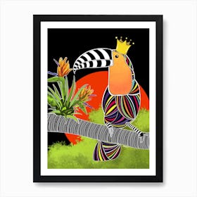 Toucan in Asiatic sunset colorful mosaic Art Print