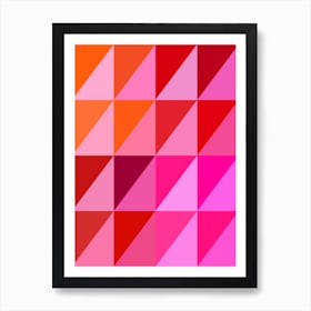 Pink And Orange Geometric Triangle Abstract Art Print