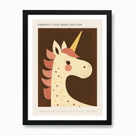 Muted Pastel Unicorn Portrait Kids Storybook 3 Poster Art Print