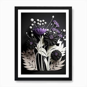 Black And Purple Flowers Art Print