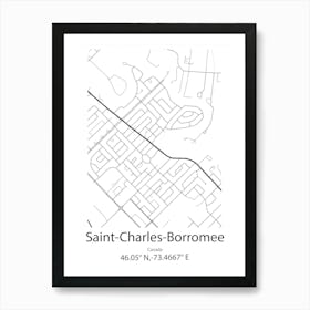 Saint Charles Borromee,Canada Minimalist Map Art Print