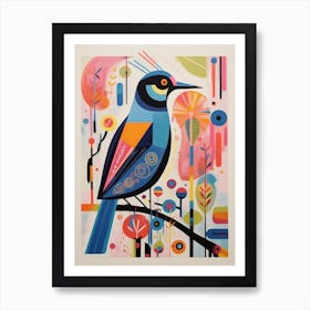 Colourful Scandi Bird Cuckoo 3 Art Print
