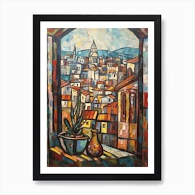 Window View Of Rome Of In The Style Of Cubism 3 Art Print