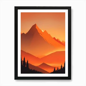 Misty Mountains Vertical Composition In Orange Tone 158 Art Print