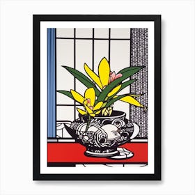Lotus Flower Still Life  1 Pop Art Style Art Print