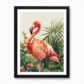 Greater Flamingo Southern Europe Spain Tropical Illustration 6 Art Print