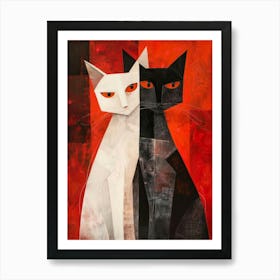 Black And White Cats 9 Art Print