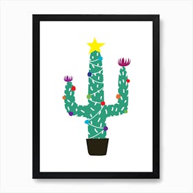 Cactus Christmas Tree Art Print