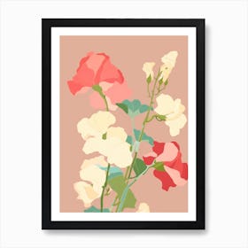 Sweet Peas Flower Big Bold Illustration 3 Art Print