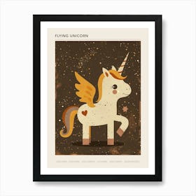 Unicorn Pegasus With Wings Cute Kids Muted Pastel 3 Poster Art Print