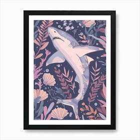 Purple Thresher Shark Illustration 3 Art Print